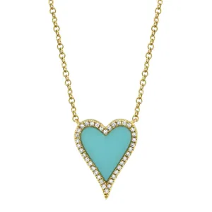 0.09CT DIAMOND & 0.69CT COMPOSITE TURQUOISE HEART NECKLACE