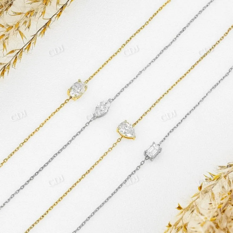 0.15CT Adjustable Drawstring Chain Fancy Shape Natural Diamond Bracelet