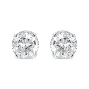 10K White Gold 3/8 Cttw Round Brilliant-Cut Near Colorless Diamond Classic 4-Prong Stud Earrings (H-I Color, I2-I3 Clarity)