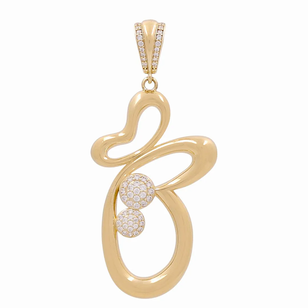10K Yellow Fashion Butterfly Pendant with CZ / Weight: 5.6 GR / H25-1