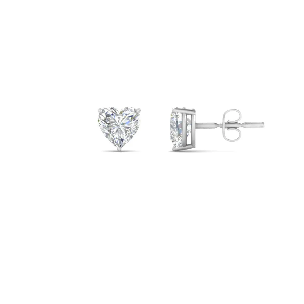 1/2 To 4 Carat Heart Shaped Lab Created Diamond Stud Earring 14K Gold
