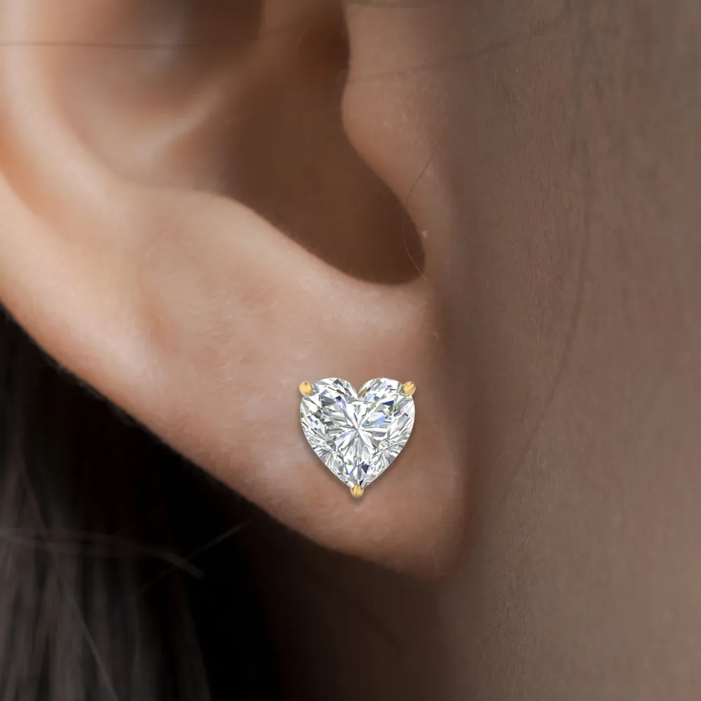 1/2 To 4 Carat Heart Shaped Lab Created Diamond Stud Earring 14K Gold