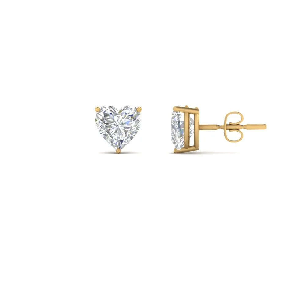 1/2 To 4 Carat Heart Shaped Lab Created Diamond Stud Earring 14K Gold