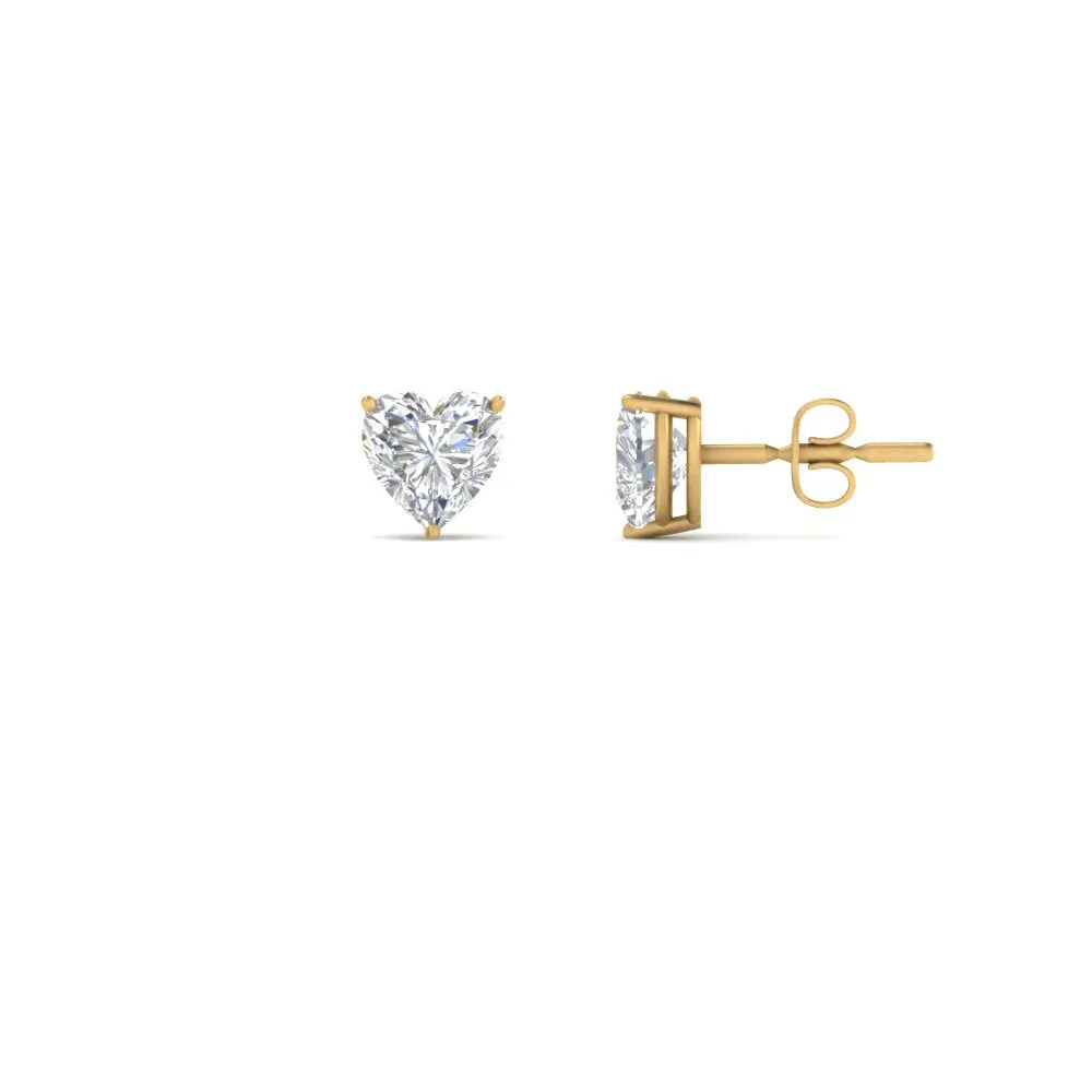 1/2 To 4 Carat Heart Shaped Lab Created Diamond Stud Earring 14K Gold