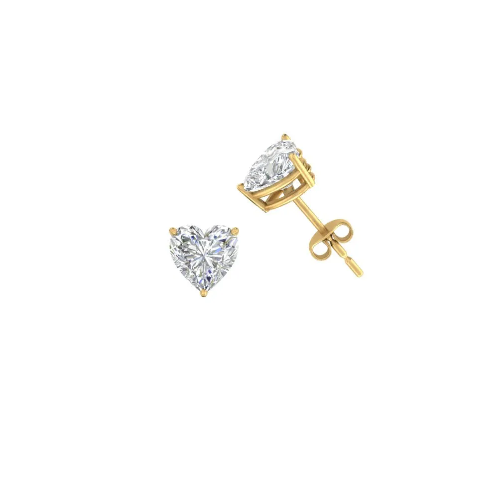 1/2 To 4 Carat Heart Shaped Lab Created Diamond Stud Earring 14K Gold