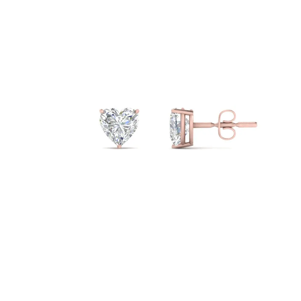 1/2 To 4 Carat Heart Shaped Lab Created Diamond Stud Earring 14K Gold