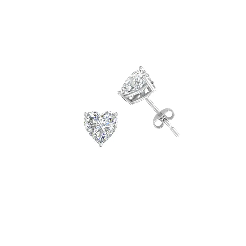 1/2 To 4 Carat Heart Shaped Lab Created Diamond Stud Earring 14K Gold