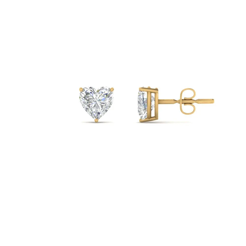 1/2 To 4 Carat Heart Shaped Lab Created Diamond Stud Earring 14K Gold