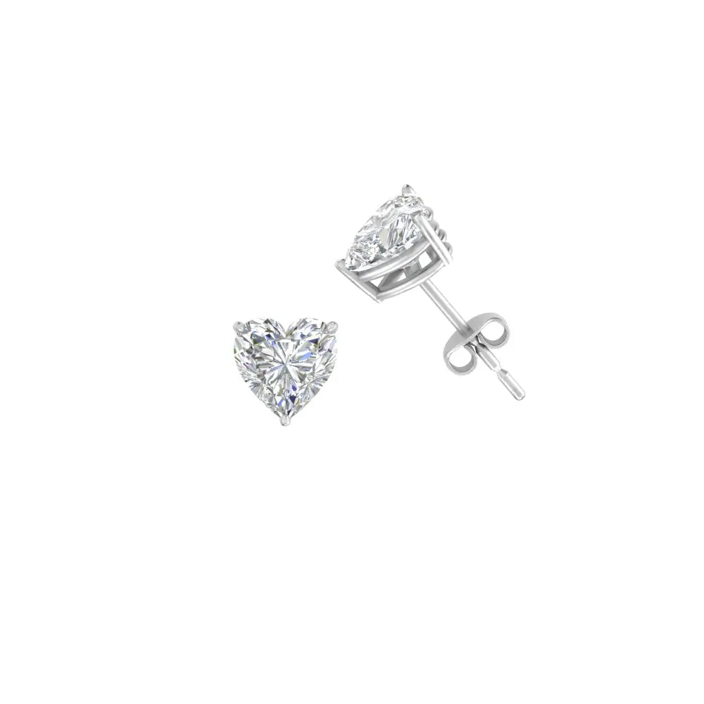 1/2 To 4 Carat Heart Shaped Lab Created Diamond Stud Earring 14K Gold