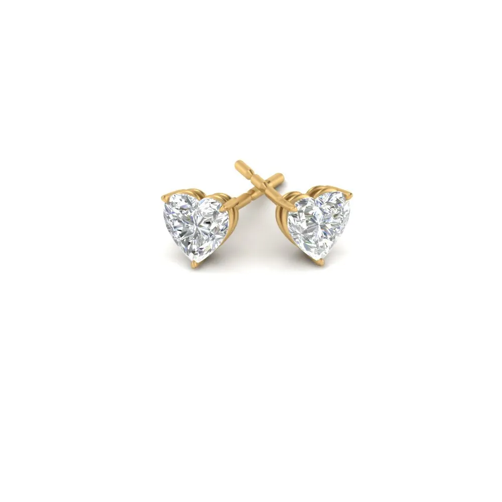 1/2 To 4 Carat Heart Shaped Lab Created Diamond Stud Earring 14K Gold