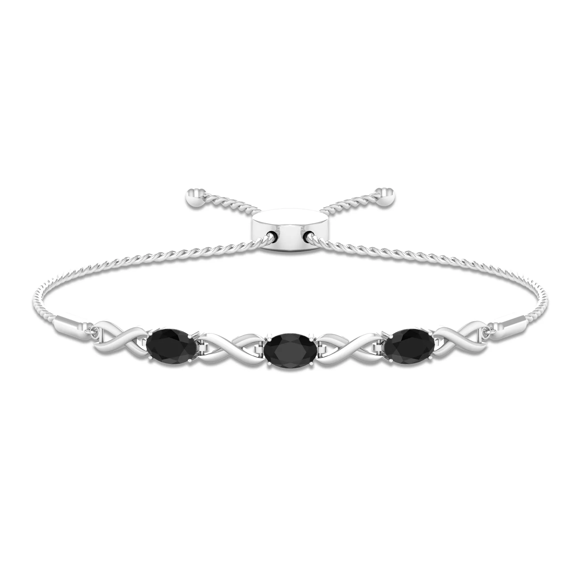 1.25 CT Oval Cut Black Onyx and Gold Infinity Link Bolo Bracelet