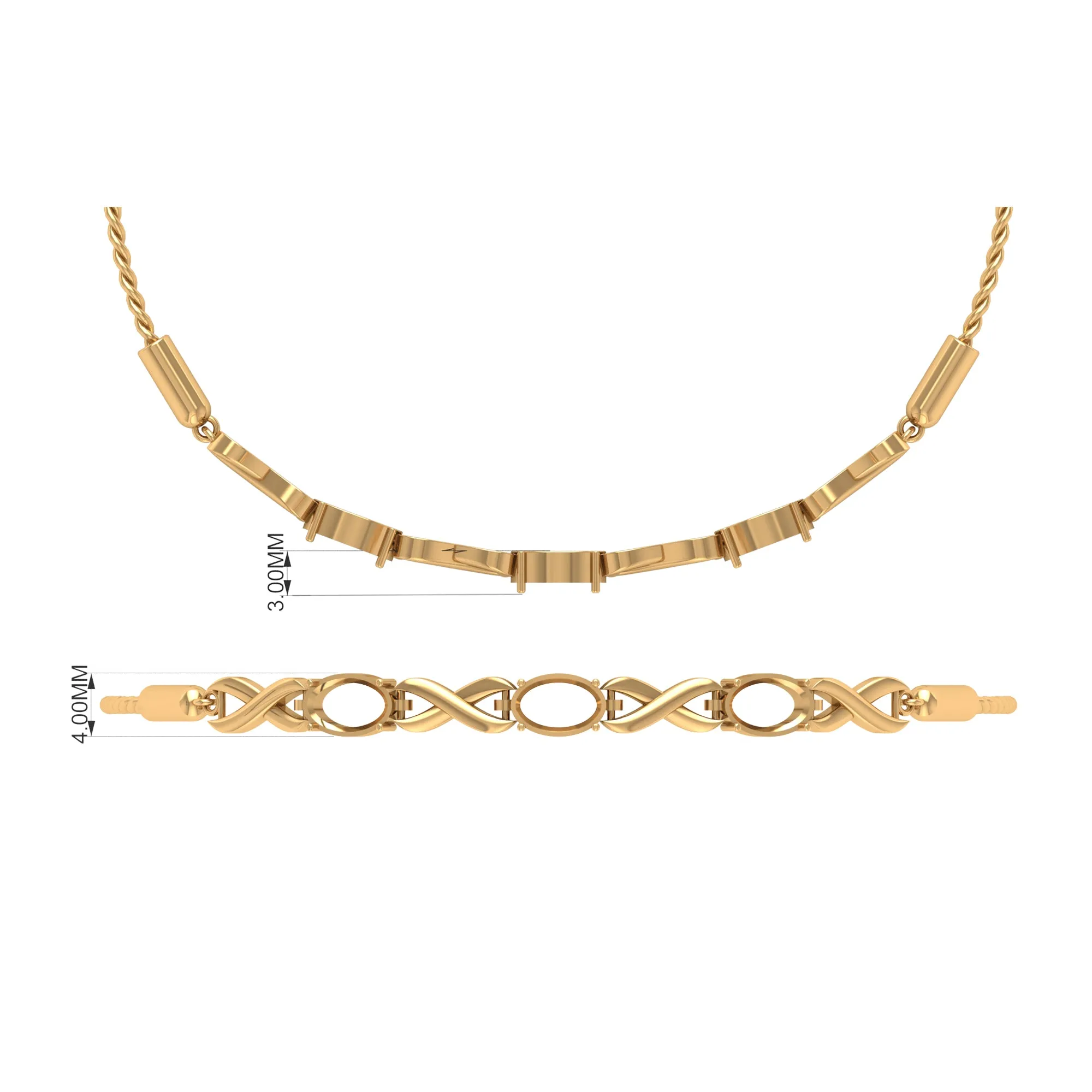 1.25 CT Oval Cut Black Onyx and Gold Infinity Link Bolo Bracelet