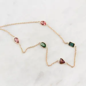 14k Gold Multicolor Tourmaline Necklace
