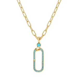 14k  Gorgeous Diamond Paper Clip Turquoise Stone Charm V0003