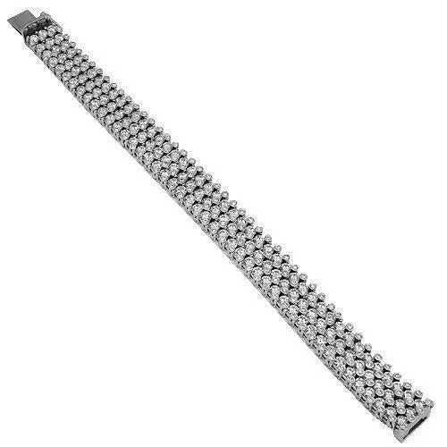 14K Solid White Gold Mens Diamond Bracelet 31.00 Ctw