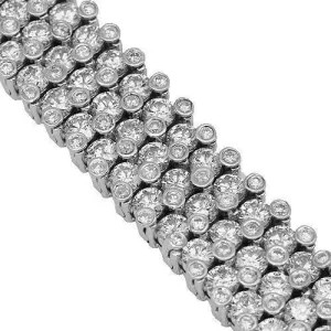 14K Solid White Gold Mens Diamond Bracelet 31.00 Ctw