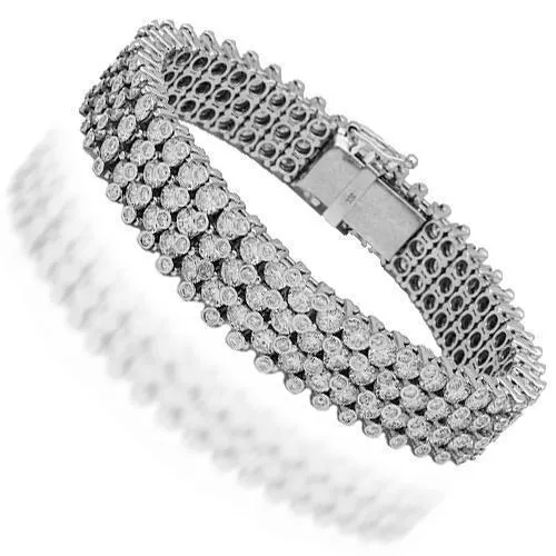 14K Solid White Gold Mens Diamond Bracelet 31.00 Ctw