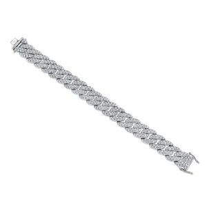 14K White Gold Diamond Pave Chain Bracelet