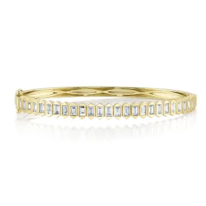 14K Yellow Gold Baguette Diamond Bangle Bracelet
