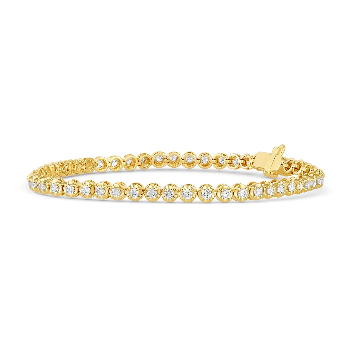 14K Yellow Gold Illusion Set Diamond Tennis Bracelet