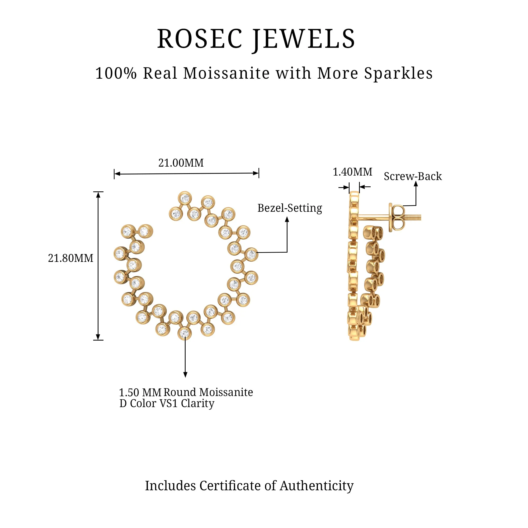 1.75 CT Certified Moissanite Geometric Stud Earrings