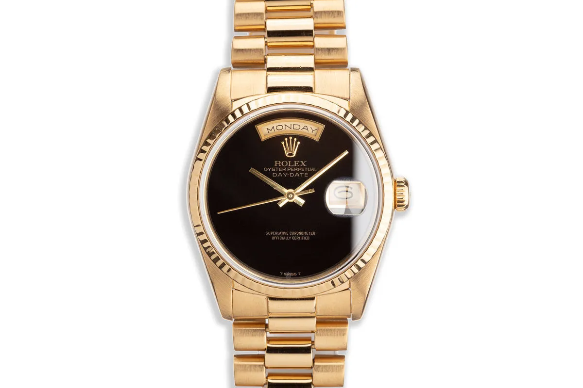 1988 Rolex 18K YG Day-Date 18238 Onyx Dial