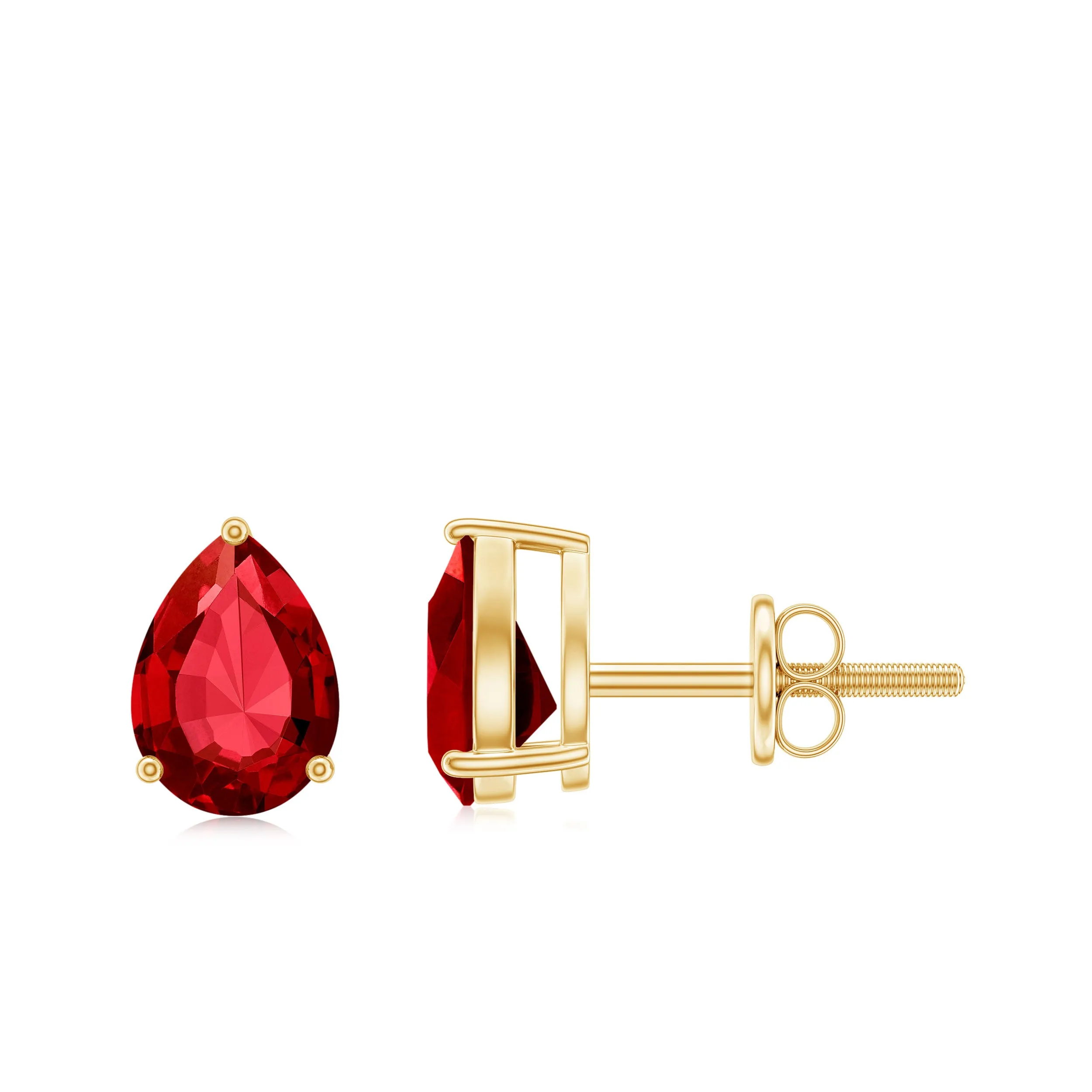 2 CT Created Ruby Pear Cut Solitaire Earrings for Women