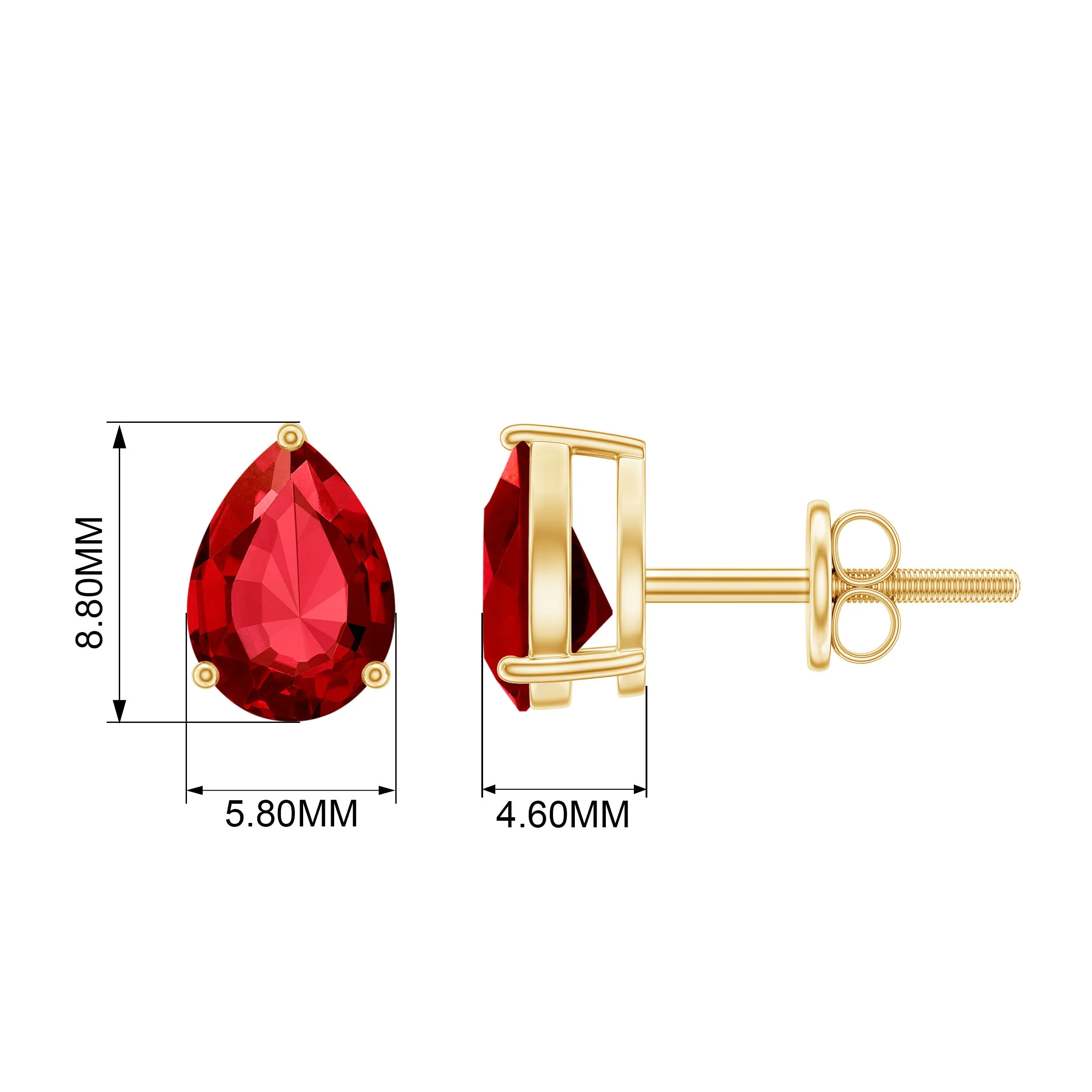 2 CT Created Ruby Pear Cut Solitaire Earrings for Women