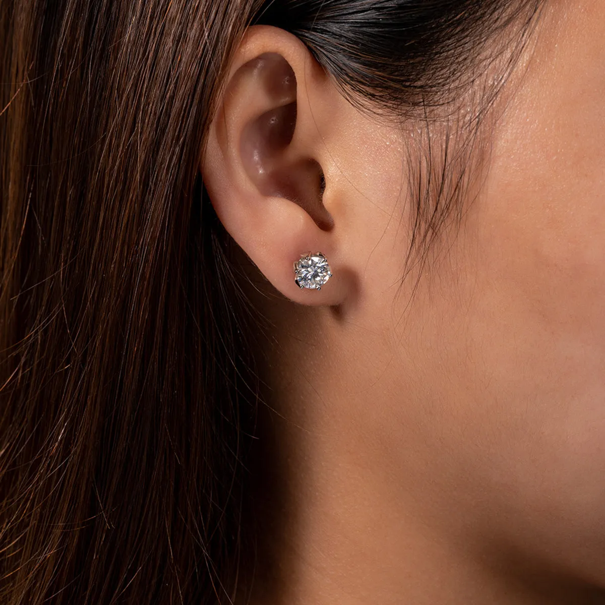 2.0CTTW D Color Moissanite Earrings Lotus Stud 925 Sterling Silver Flower Earrings