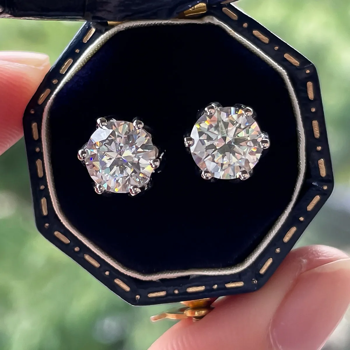 2.0CTTW D Color Moissanite Earrings Lotus Stud 925 Sterling Silver Flower Earrings