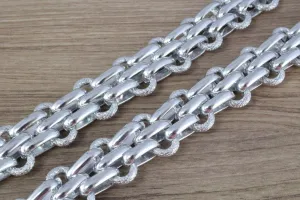 20mm Width Anodized Aluminum Chain Silver Double Open Link for Handmade bracelet, Necklace Jewelry Accessories. 1 Yard (3 Feets), Item# 1452