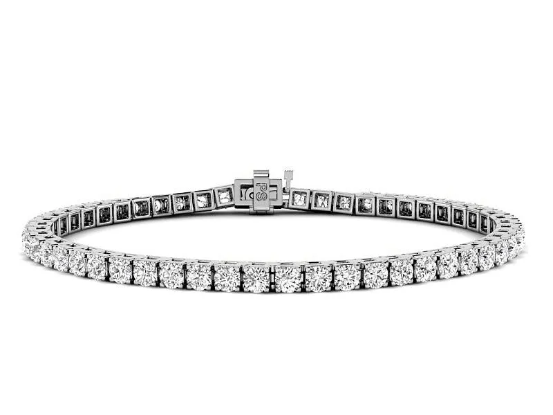 3.00-7.00 CT Round Cut Lab Grown Diamonds - Tennis Bracelet