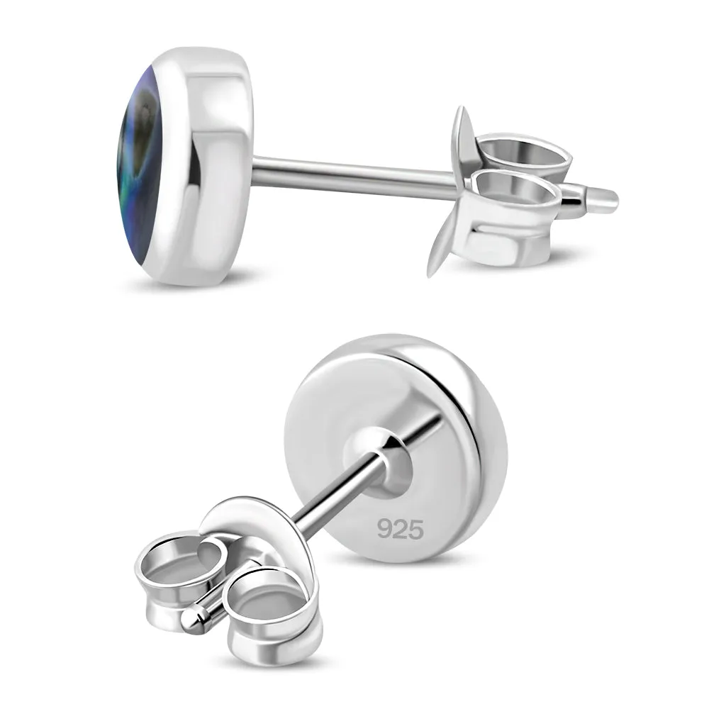 5mm | Round Abalone Sterling Silver Stud Earrings
