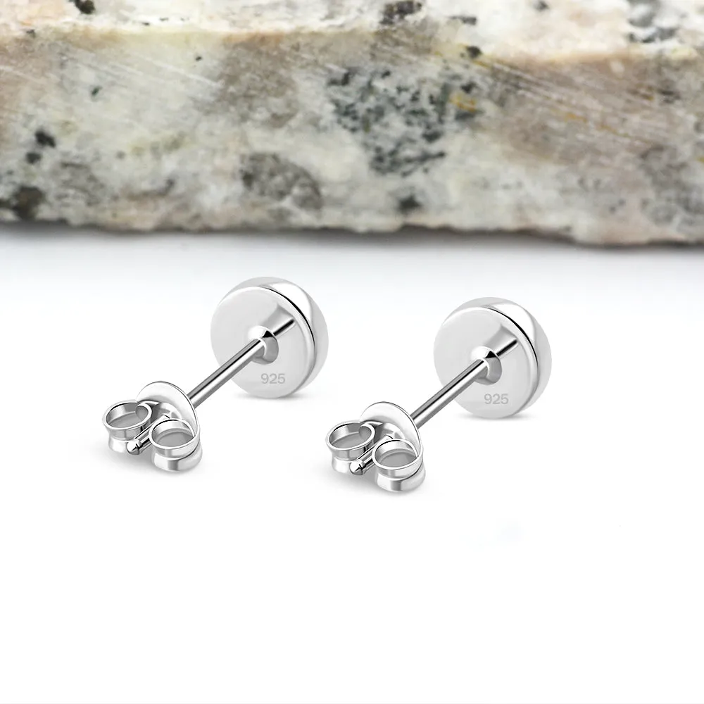 5mm | Round Abalone Sterling Silver Stud Earrings