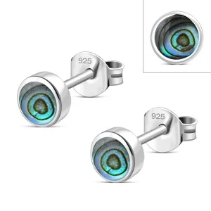5mm | Round Abalone Sterling Silver Stud Earrings