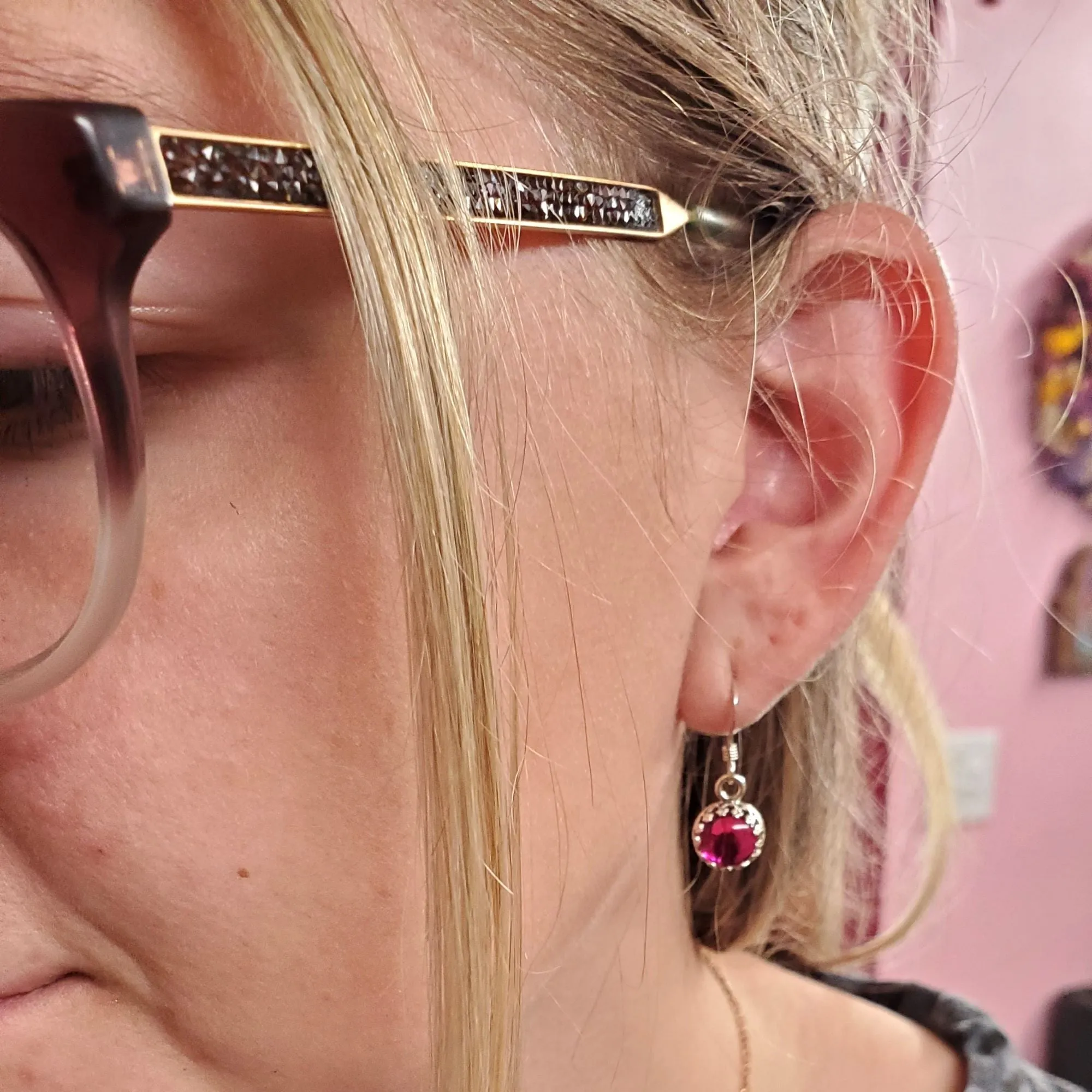 6mm Round 925 Silver Filigree Gemstone Dangle Earrings