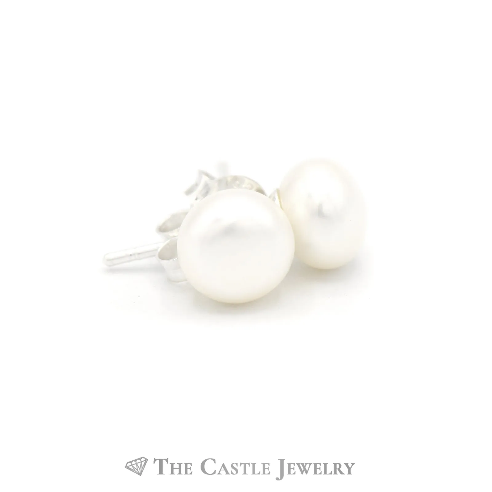7MM Pearl Stud Earrings in Sterling Silver