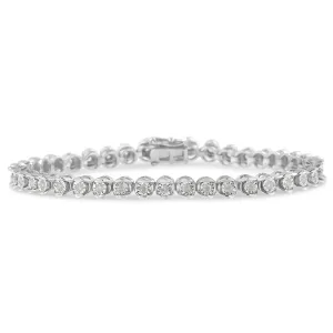 .925 Sterling Silver 1.0 Cttw Diamond Miracle-Set 7" Link Bracelet (I-J Color, I3 Clarity)