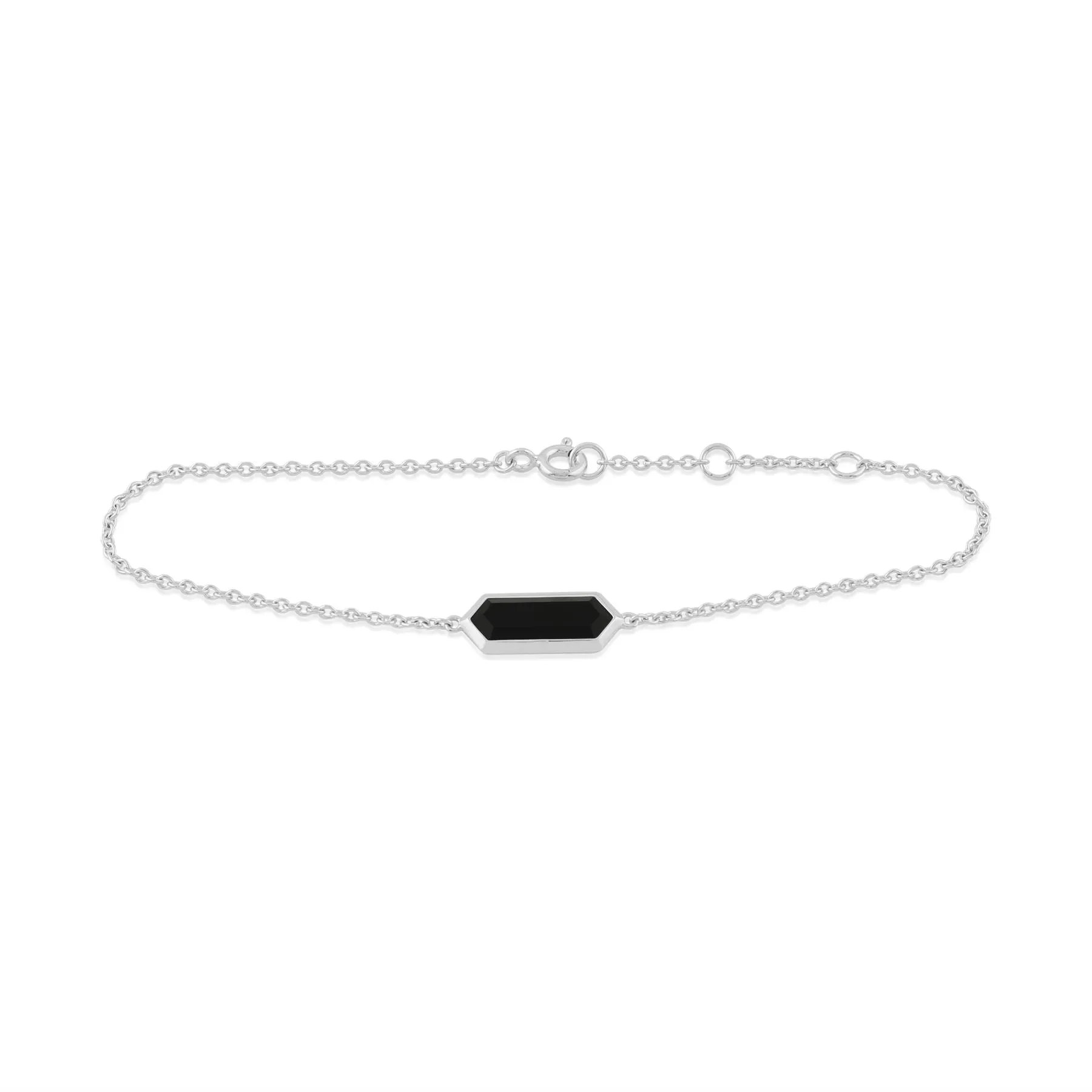 925er Sterlingsilber Onyx 7zoll Armband