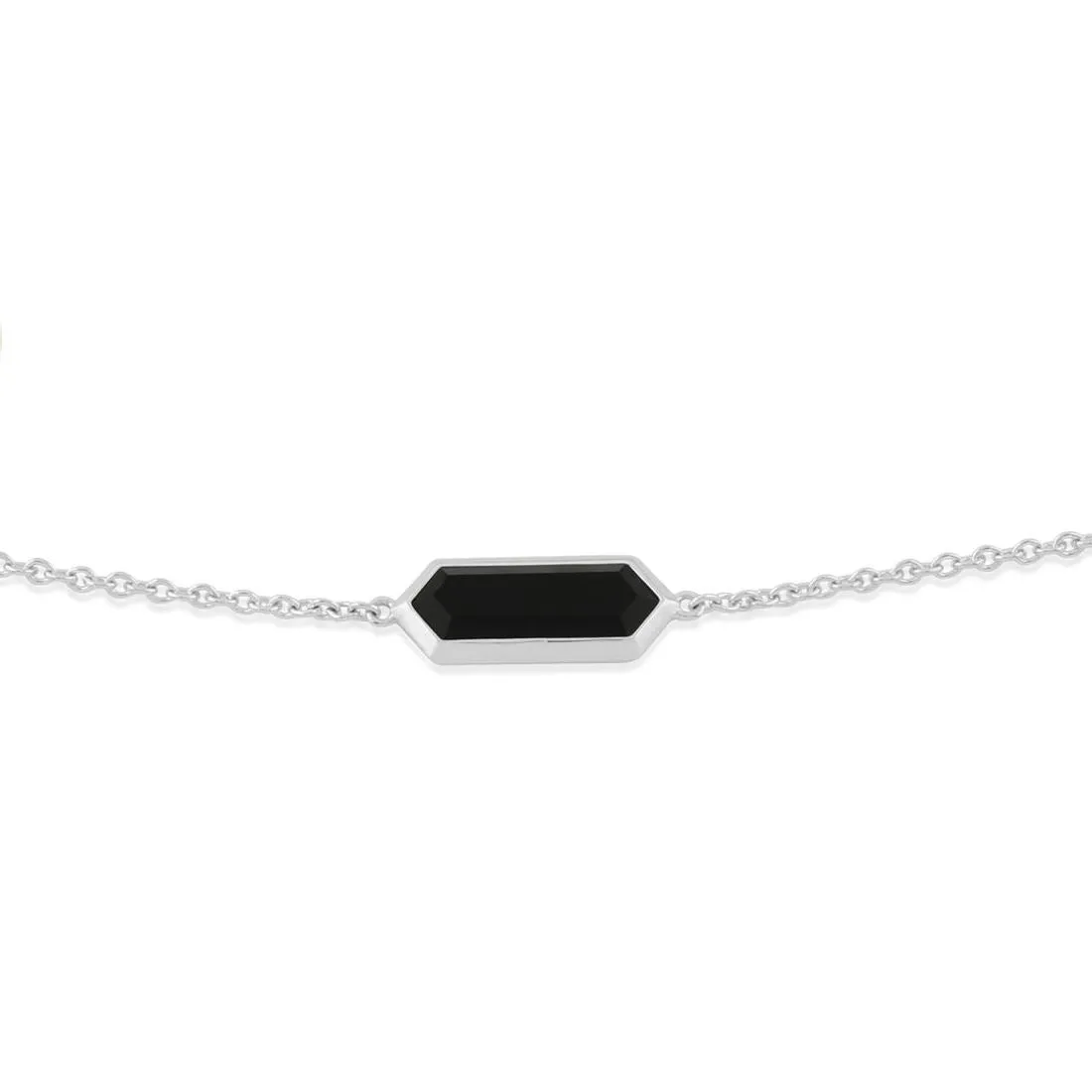 925er Sterlingsilber Onyx 7zoll Armband