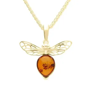 9ct Yellow Gold Small Amber Bee Necklace