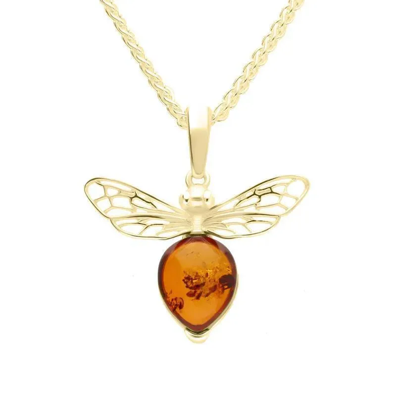 9ct Yellow Gold Small Amber Bee Necklace