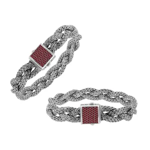 AB-1157-GA Sterling Silver Bracelet With Garnet Q.