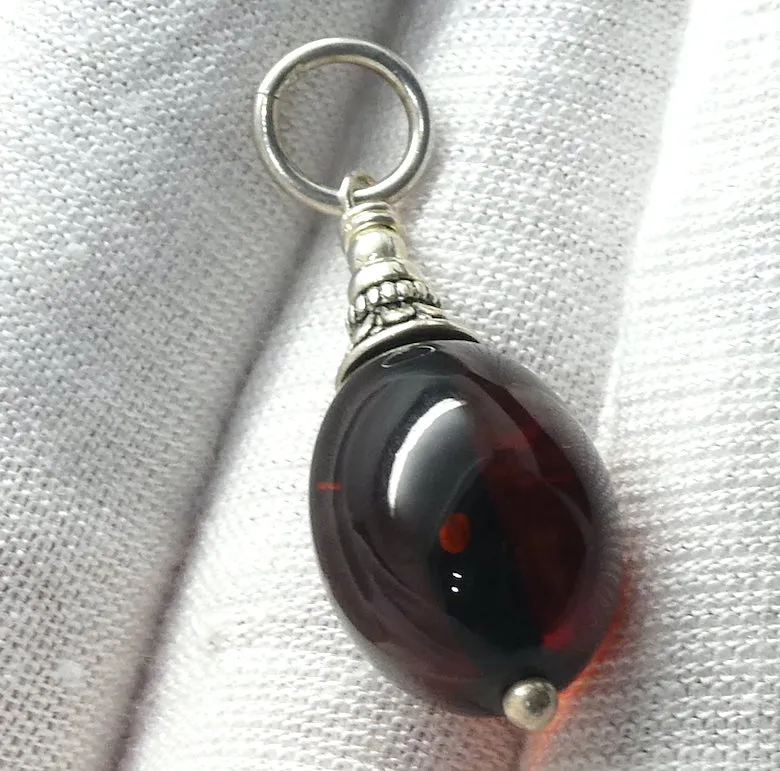 Amber Earrings, Baltic Dark Hand Polished Beads, 925 Silver