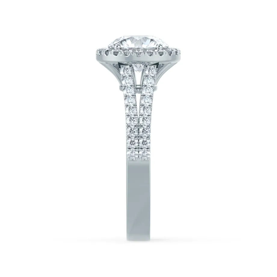 AMELIA - Ready to Ship 1.50ct Round Moissanite & Diamond 950 Platinum Halo