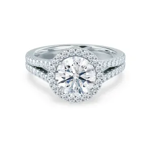 AMELIA - Ready to Ship 1.50ct Round Moissanite & Diamond 950 Platinum Halo