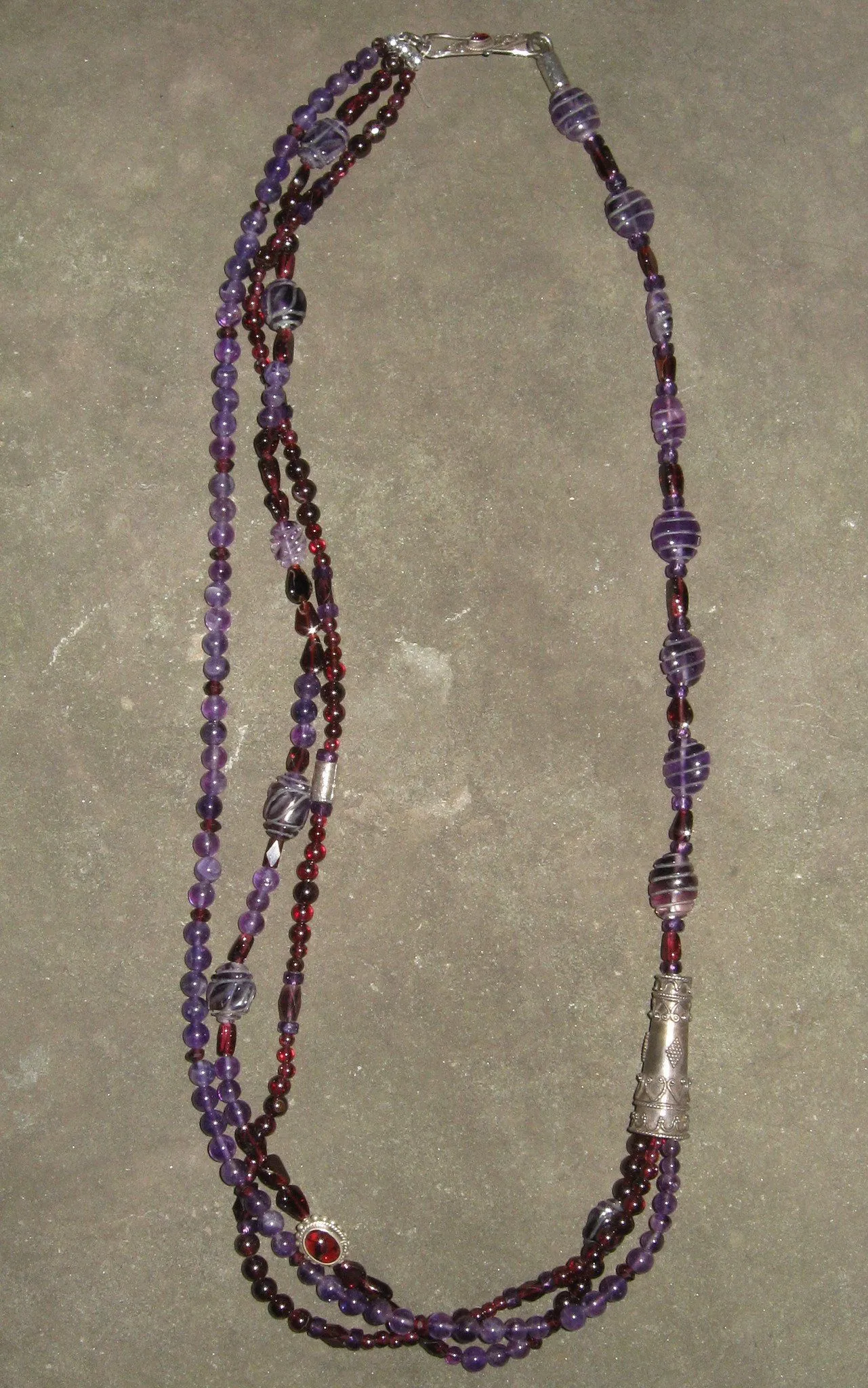 Amethyst & Garnet Multi Strand Necklace