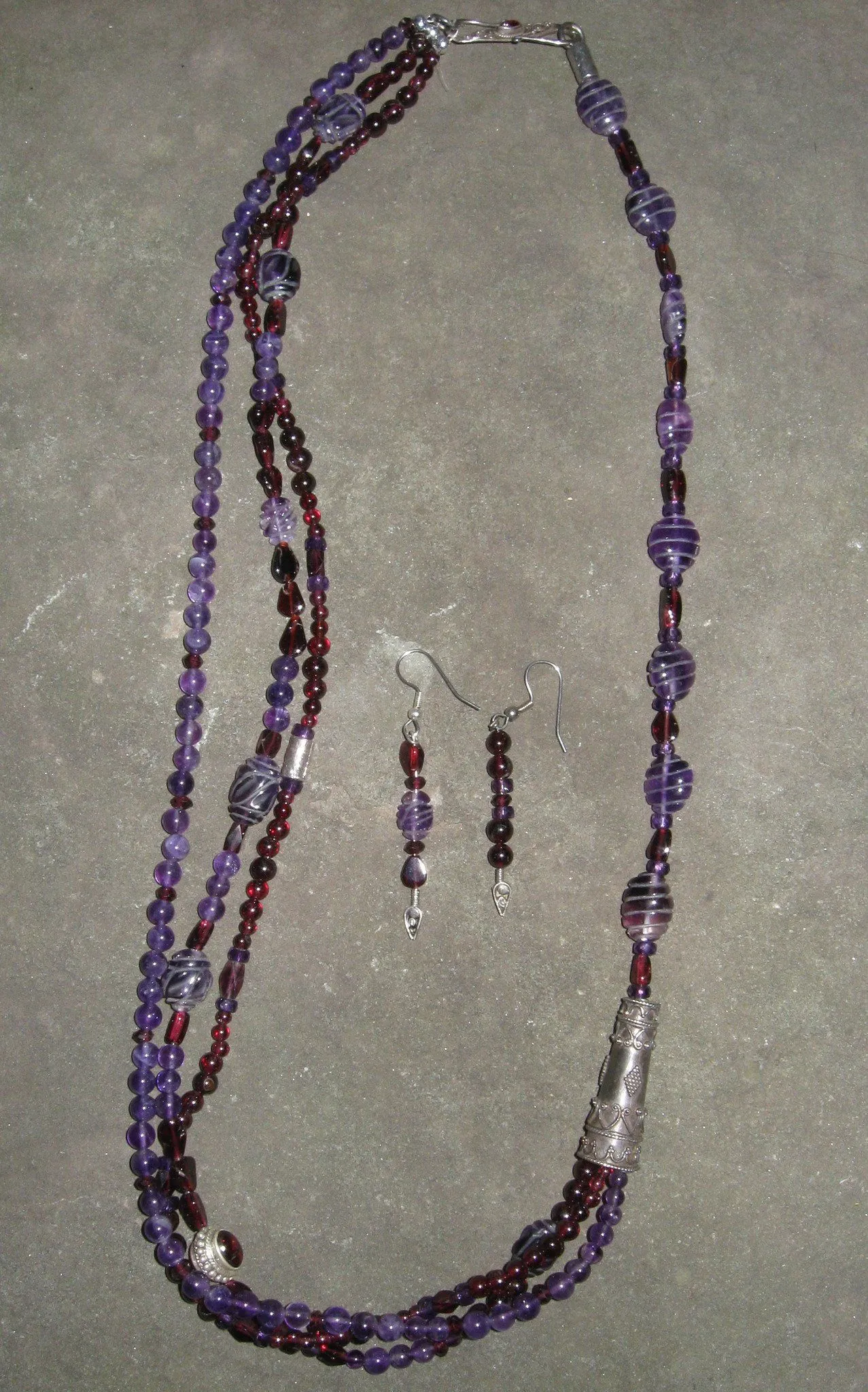 Amethyst & Garnet Multi Strand Necklace