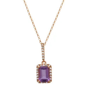 Amethyst Emerald Cut Pendant