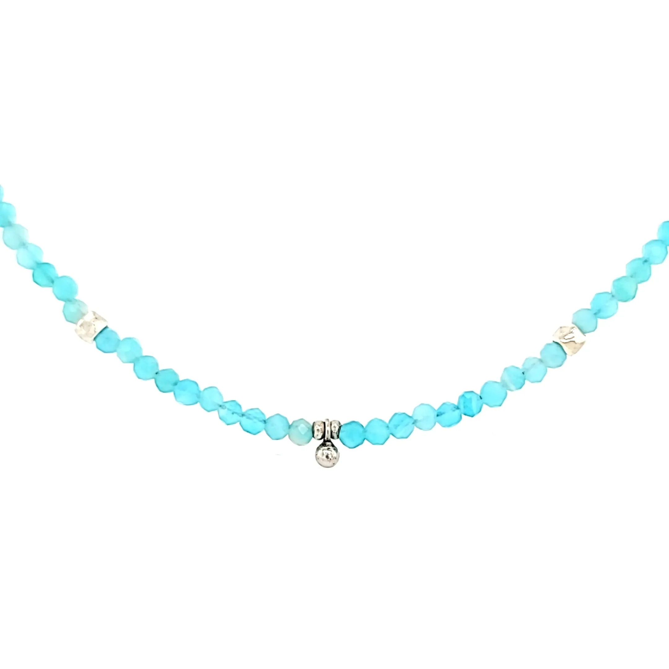 AVF Silver Turquoise Beaded Necklace (SI2796)